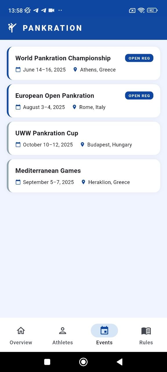 Combat Art event detail screen